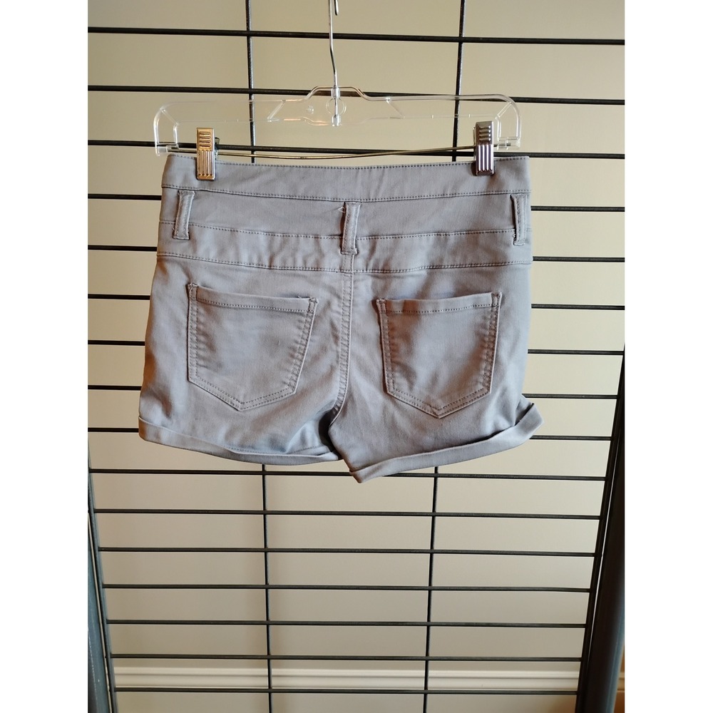 Refuge Womens High Waisted Triple Button Fly Gray Cuffed Shorts Size 2